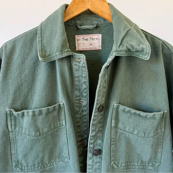 Free People We The Free Madison City Denim Jacket in Army Green - XS - Picture 6 of 7